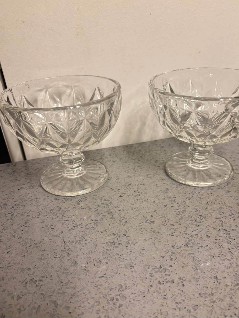 Vintage Clear Glass Footed Dessert Bowls - Set of 2